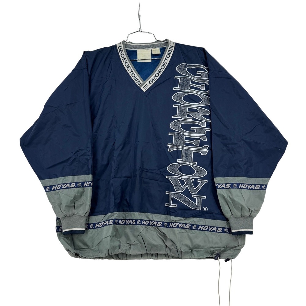 Georgetown Hoyas Windbreaker Pullover Mens 2XL Navy Vintage 90s V-Neck Jacket